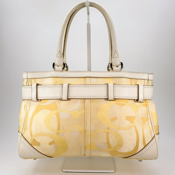 COACH Hampton Signature Stripe Spring Canvas Yellow Shoulder Bag - L0885-F13337 - Picture 7 of 16
